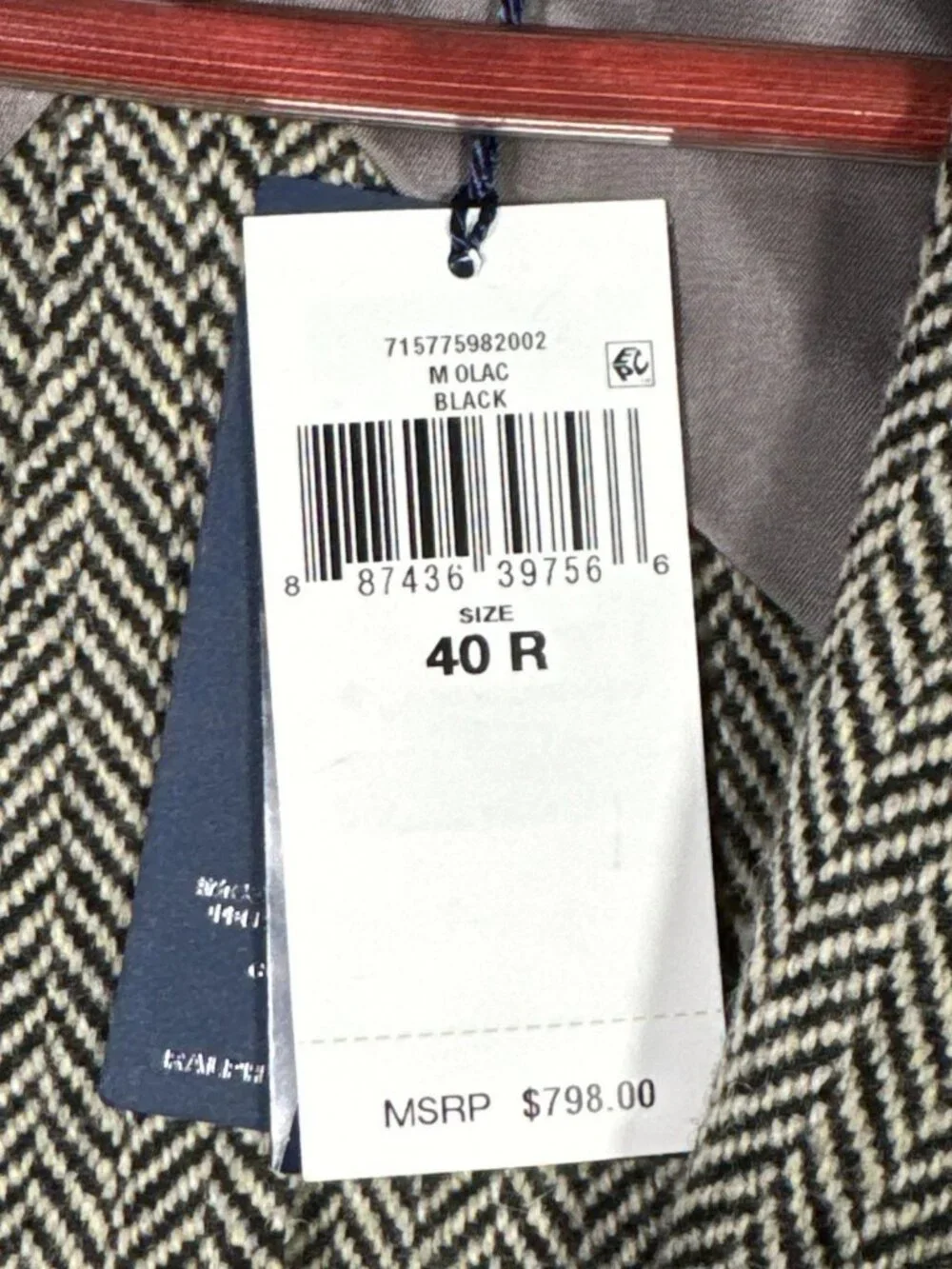 Polo Ralph Lauren Blazer Mens 40R Black Herringbone Wool Soft Sport Coat
